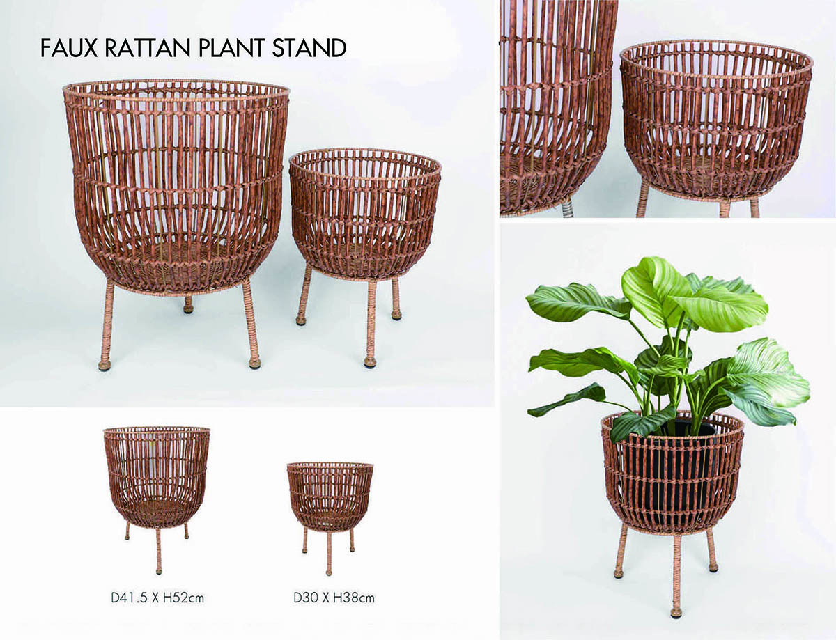 FAUX RATTAN PLANT STAND